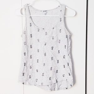 silver shimmer pineapple print scoop neck tank top